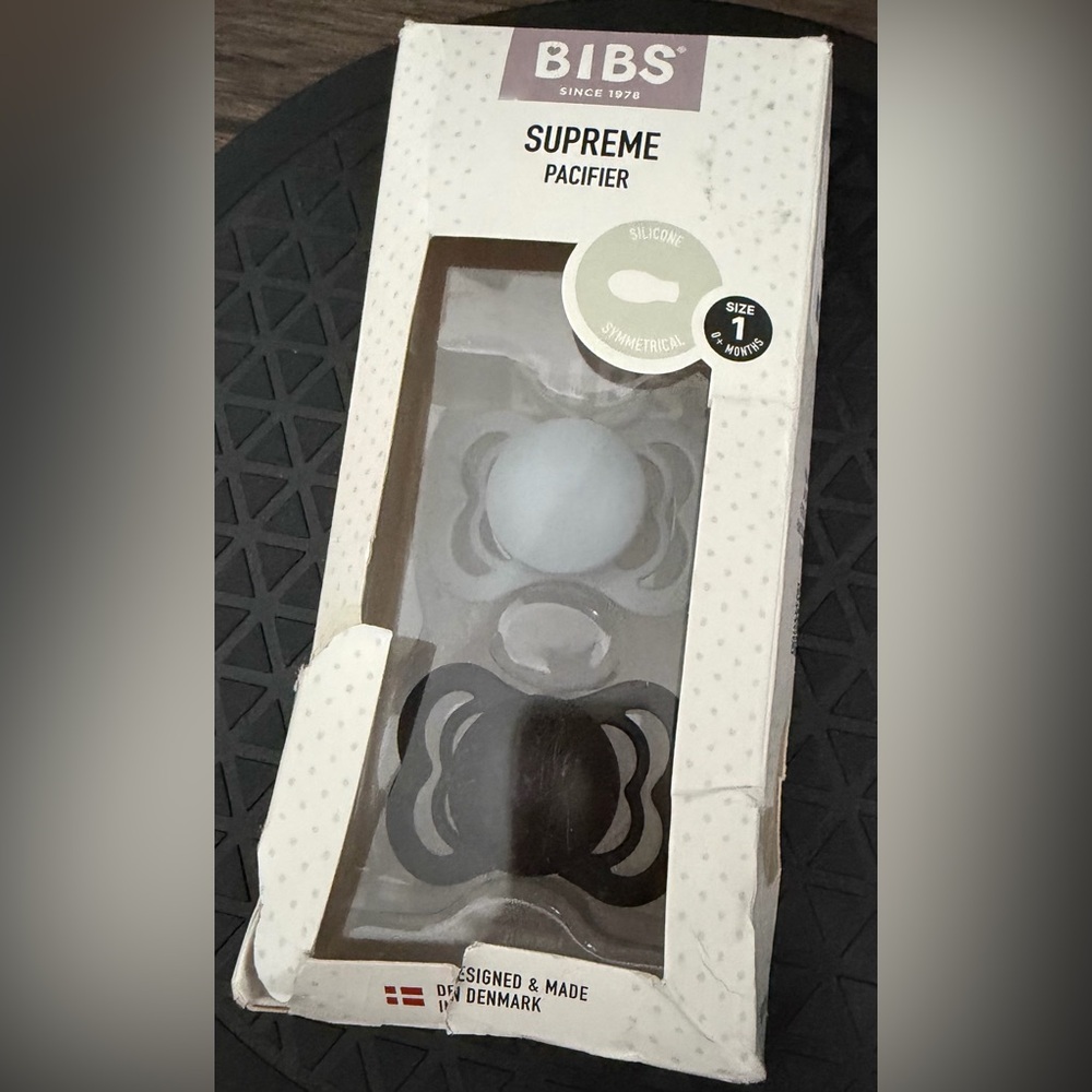 BIBS Supreme Silicone Pacifier Set Size 1 0+ Months Denmark BPA Free